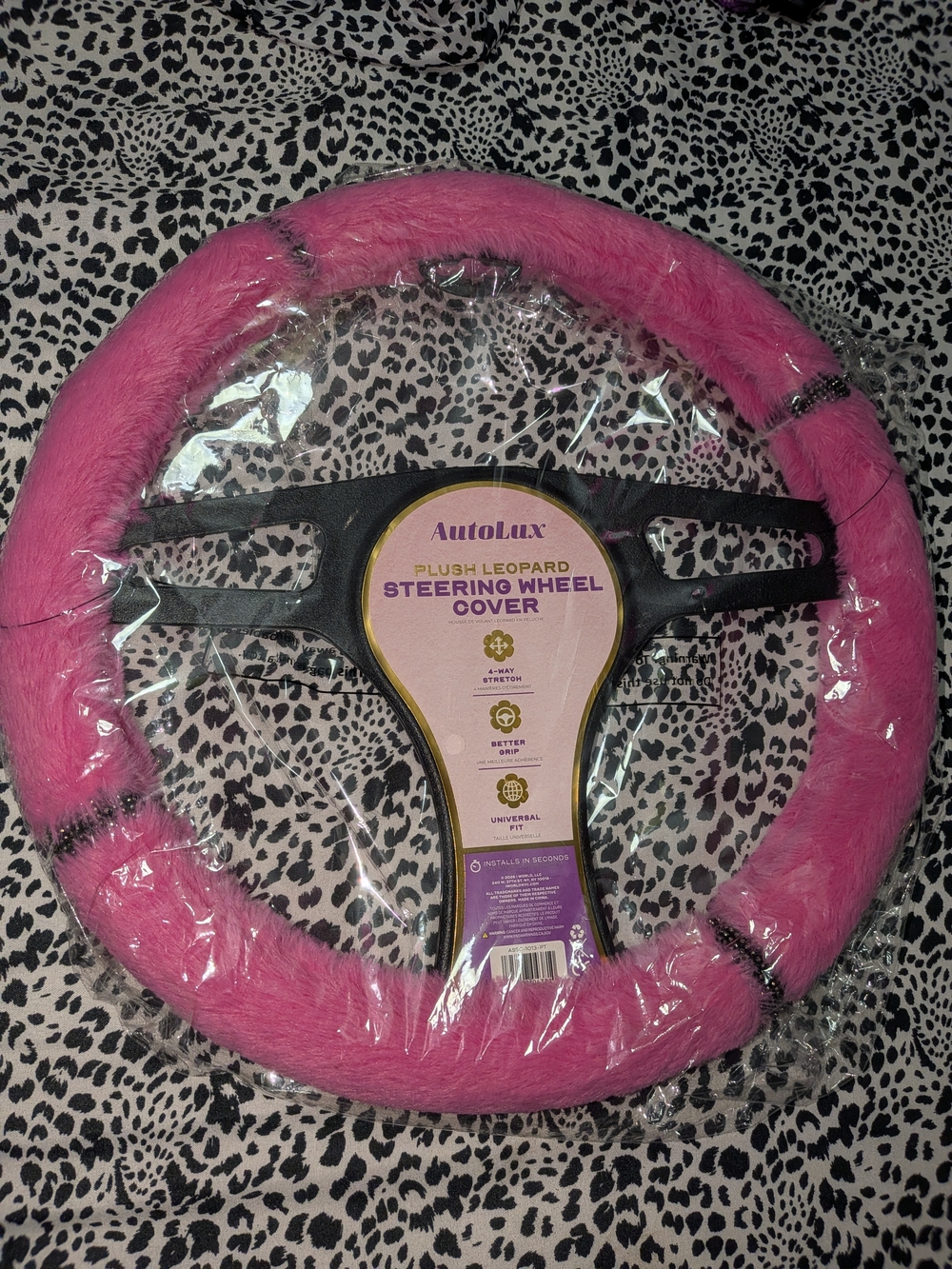 Pink Plush Steering Wheel Cover